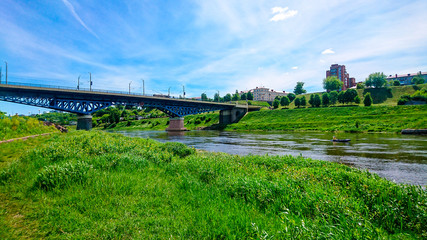 Fototapeta premium River Grodno city Belarus Europe