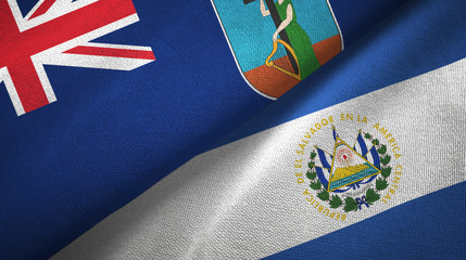 Montserrat and El Salvador two flags textile cloth, fabric texture