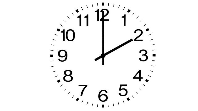 Time lapse animated clock face isolated against a white background, loopable.