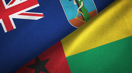 Montserrat and Guinea-Bissau two flags textile cloth, fabric texture