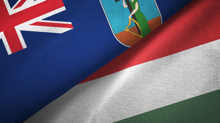 Montserrat and Hungary two flags textile cloth, fabric texture