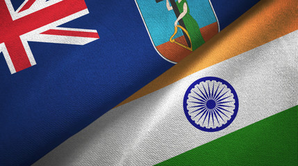 Montserrat and India two flags textile cloth, fabric texture