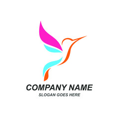 Colibri Bird Silhouette Logo Design Vector