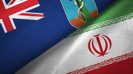 Montserrat and Iran two flags textile cloth, fabric texture