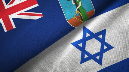 Montserrat and Israel two flags textile cloth, fabric texture