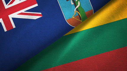 Montserrat and Lithuania two flags textile cloth, fabric texture