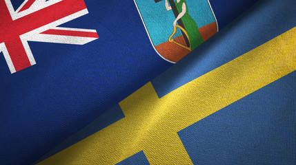 Montserrat and Sweden two flags textile cloth, fabric texture