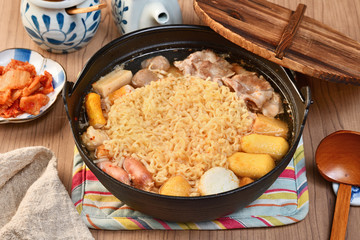 Korean food - Budae jjigae hot pot      