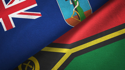 Montserrat and Vanuatu two flags textile cloth, fabric texture