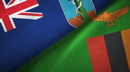 Montserrat and Zambia two flags textile cloth, fabric texture
