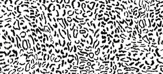 Seamless vector black and white leopard fur pattern. Animal design background for for fabric, textile, design, advertising banner. Vector illustration for fashionable projects. Vector leopard print © SergeyBitos