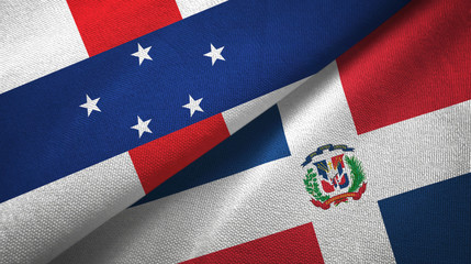 Netherlands Antilles and Dominican Republic two flags textile cloth
