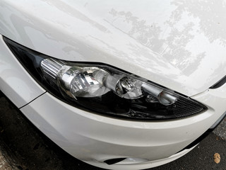 Closeup. car headlight with depth of field.