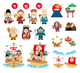 七福神　セット　正月　年賀　イラスト