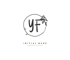 Y F YF Beauty vector initial logo, handwriting logo of initial signature, wedding, fashion, jewerly, boutique, floral and botanical with creative template for any company or business.
