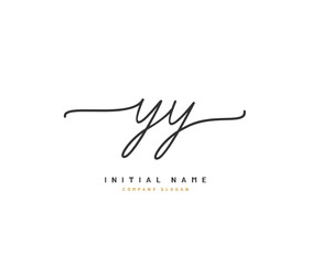 Y YY Beauty vector initial logo, handwriting logo of initial signature, wedding, fashion, jewerly, boutique, floral and botanical with creative template for any company or business.