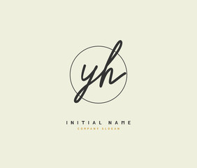 Y H YH Beauty vector initial logo, handwriting logo of initial signature, wedding, fashion, jewerly, boutique, floral and botanical with creative template for any company or business.
