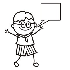 man with necktie and bubble, black and white drawing, funny conceptual vector icon	