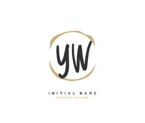 Y W YW Beauty vector initial logo, handwriting logo of initial signature, wedding, fashion, jewerly, boutique, floral and botanical with creative template for any company or business.