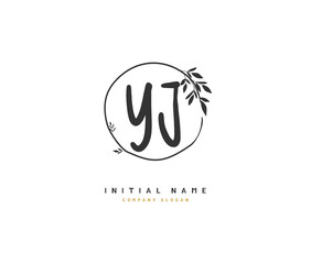 Y J YJ Beauty vector initial logo, handwriting logo of initial signature, wedding, fashion, jewerly, boutique, floral and botanical with creative template for any company or business.