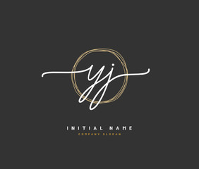 Y J YJ Beauty vector initial logo, handwriting logo of initial signature, wedding, fashion, jewerly, boutique, floral and botanical with creative template for any company or business.