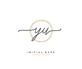 Y U YU Beauty vector initial logo, handwriting logo of initial signature, wedding, fashion, jewerly, boutique, floral and botanical with creative template for any company or business.