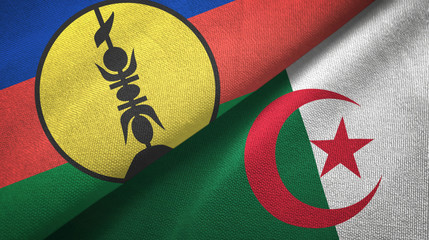 New Caledonia and Algeria two flags textile cloth, fabric texture