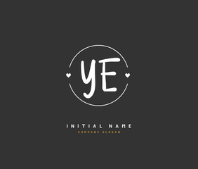 Y E YE Beauty vector initial logo, handwriting logo of initial signature, wedding, fashion, jewerly, boutique, floral and botanical with creative template for any company or business.