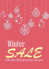  Winter sale flyer,  handwritten font, online sale banners.