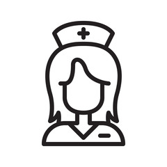 Nurse, medical assistant icon in trendy outline style design. Vector graphic illustration. Nurse icon for website design, logo, app, and ui. Editable vector stroke. EPS 10.