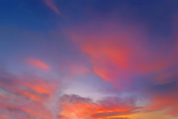 Naklejka na ściany i meble beautiful blue and yellow evening sky. sunset background