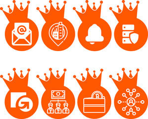 Crowned Crypto Currency Icon Set