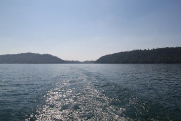 scenic view of nam ngum reservoir, the lake from hydro power plant