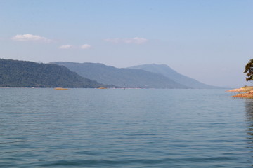 scenic view of nam ngum reservoir, the lake from hydro power plant