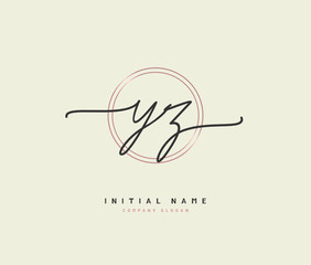 Y Z YZ Beauty vector initial logo, handwriting logo of initial signature, wedding, fashion, jewerly, boutique, floral and botanical with creative template for any company or business.