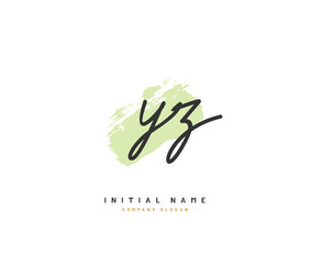 Y Z YZ Beauty vector initial logo, handwriting logo of initial signature, wedding, fashion, jewerly, boutique, floral and botanical with creative template for any company or business.