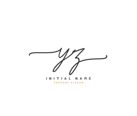 Y Z YZ Beauty vector initial logo, handwriting logo of initial signature, wedding, fashion, jewerly, boutique, floral and botanical with creative template for any company or business.