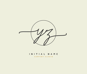 Y Z YZ Beauty vector initial logo, handwriting logo of initial signature, wedding, fashion, jewerly, boutique, floral and botanical with creative template for any company or business.