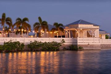 Night time view of the tropical resort.