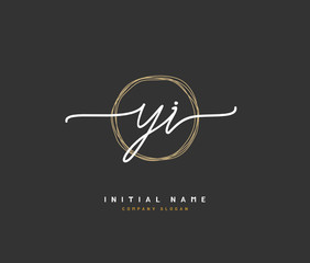 Y I YI Beauty vector initial logo, handwriting logo of initial signature, wedding, fashion, jewerly, boutique, floral and botanical with creative template for any company or business.