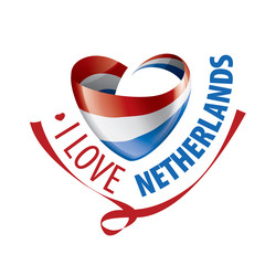 The national flag of the Netherlands and the inscription I love Netherlands. Vector illustration