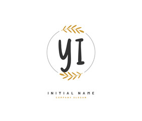 Y I YI Beauty vector initial logo, handwriting logo of initial signature, wedding, fashion, jewerly, boutique, floral and botanical with creative template for any company or business.