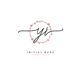 Y I YI Beauty vector initial logo, handwriting logo of initial signature, wedding, fashion, jewerly, boutique, floral and botanical with creative template for any company or business.