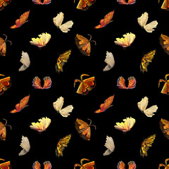 Seamless Pattern of moth. Acrylic. Mysticism. 