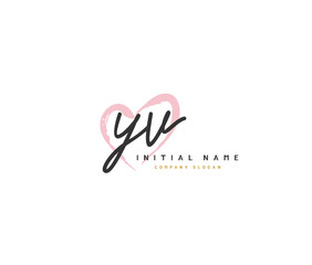 Y V YV Beauty vector initial logo, handwriting logo of initial signature, wedding, fashion, jewerly, boutique, floral and botanical with creative template for any company or business.