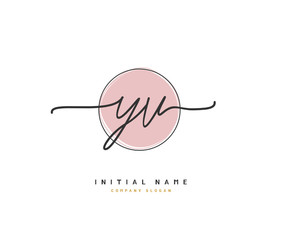 Y V YV Beauty vector initial logo, handwriting logo of initial signature, wedding, fashion, jewerly, boutique, floral and botanical with creative template for any company or business.