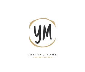 Obraz premium Y M YM Beauty vector initial logo, handwriting logo of initial signature, wedding, fashion, jewerly, boutique, floral and botanical with creative template for any company or business.