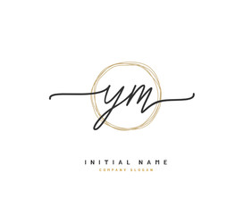 Y M YM Beauty vector initial logo, handwriting logo of initial signature, wedding, fashion, jewerly, boutique, floral and botanical with creative template for any company or business.