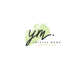 Y M YM Beauty vector initial logo, handwriting logo of initial signature, wedding, fashion, jewerly, boutique, floral and botanical with creative template for any company or business.