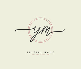 Y M YM Beauty vector initial logo, handwriting logo of initial signature, wedding, fashion, jewerly, boutique, floral and botanical with creative template for any company or business.